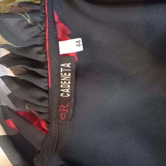 Size 12 Quite Sheer Unusual Collar Rose Print Chiffon Wrap Top - Picture 7 of 9